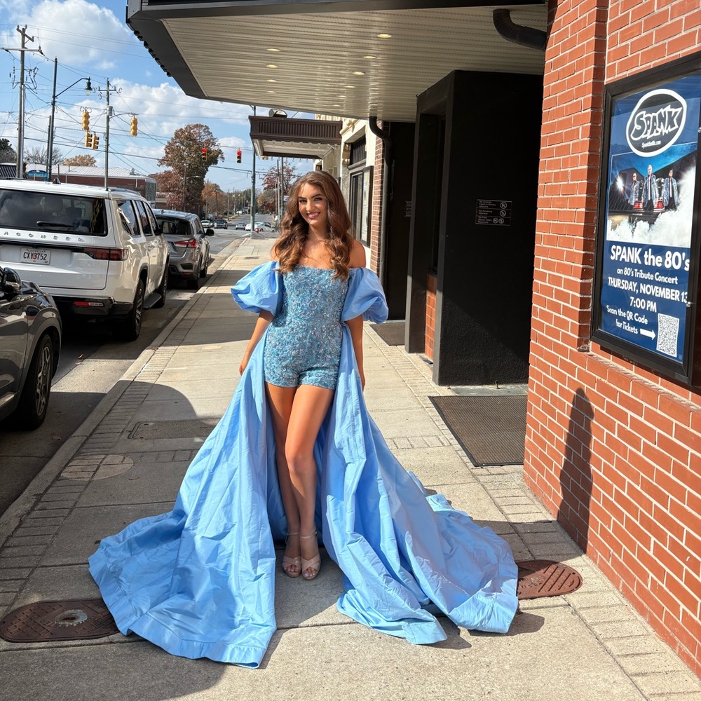 Sherri Hill Blue High Low Dress